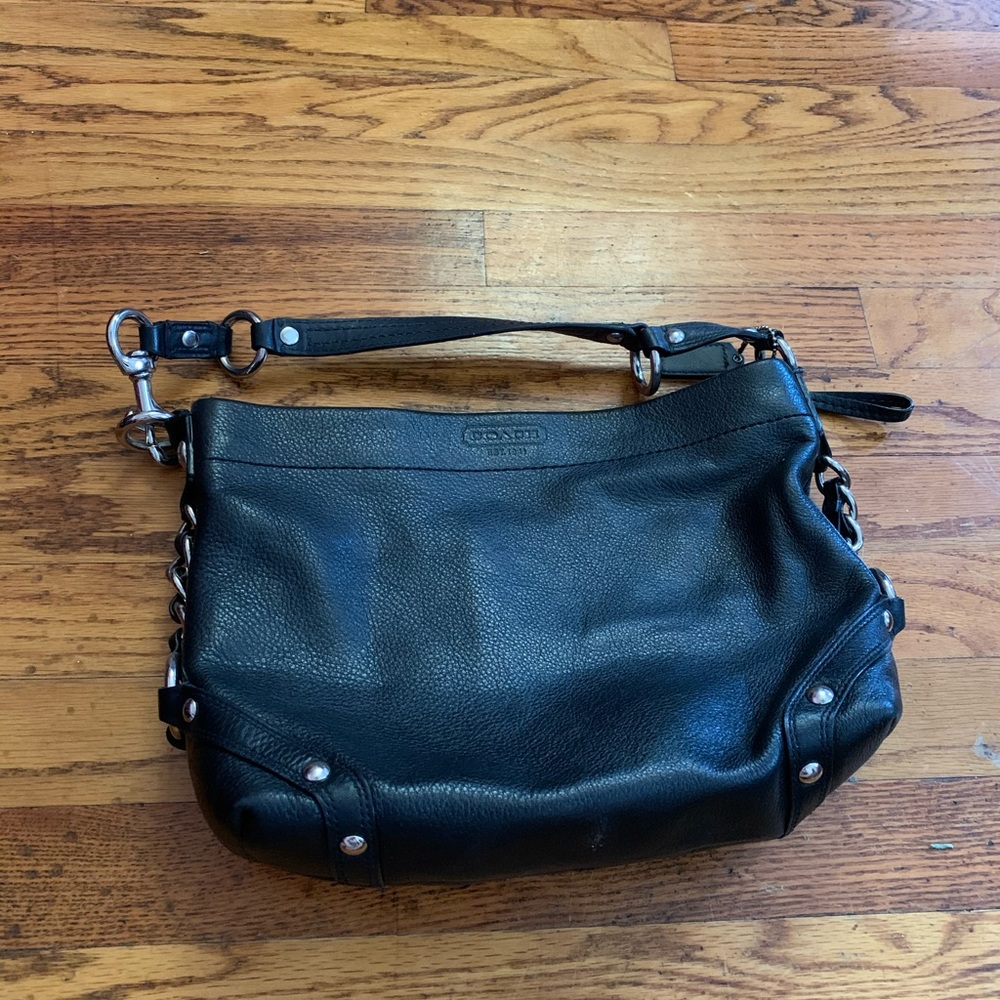 Coach Black Pebbled Leather Shoulder Bag